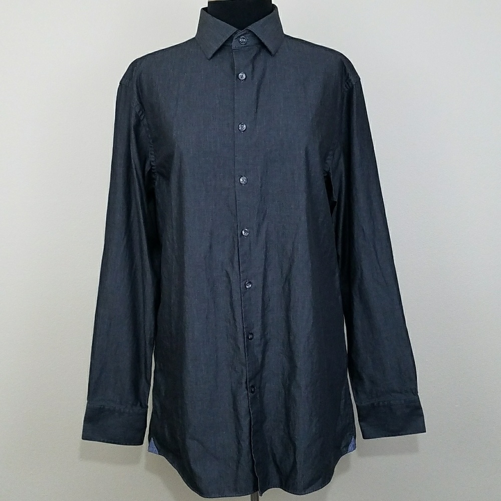 Charles Tyrwhitt, Black Chambray, X Slim Fit, 16.5